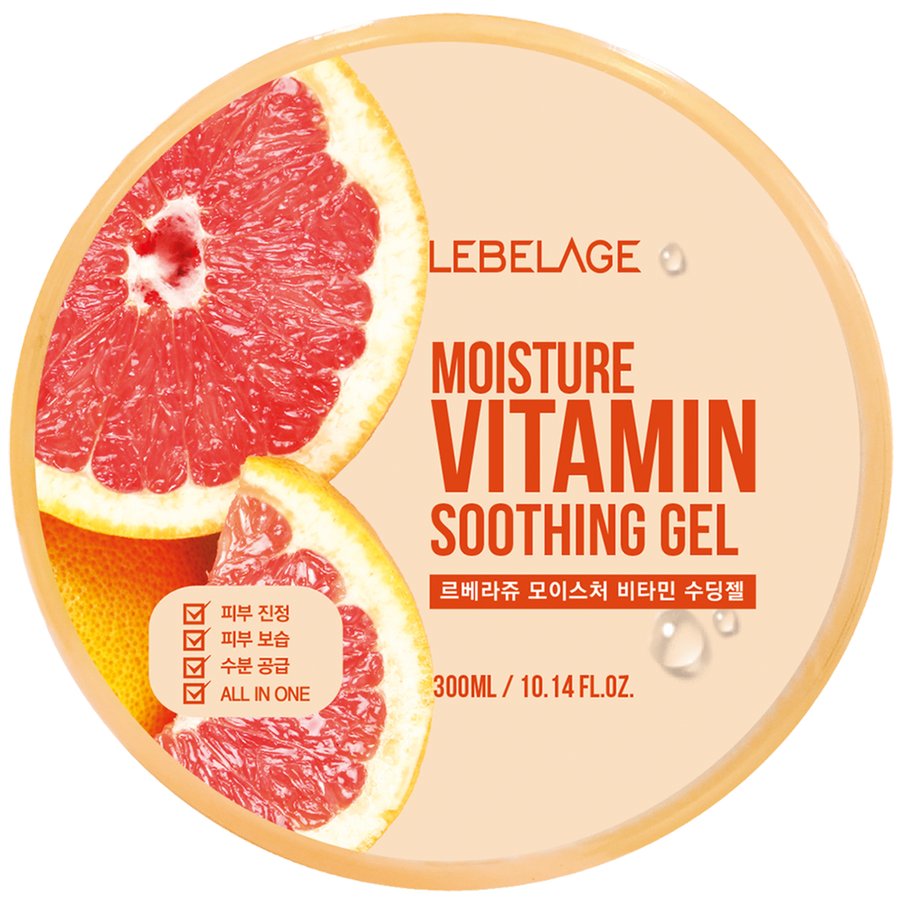 LEBELAGE Moisture Vitamin Soothing Gel 300ml for Face and Body Nourishing Skin Care with Sea Buckthorn _ Made in Korea